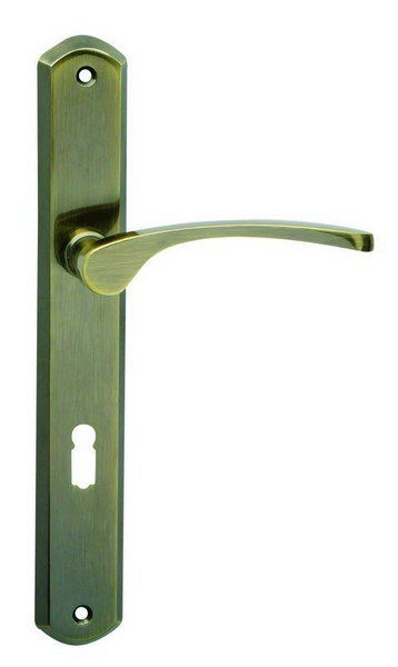 Kování interiérové LAURA III ECONOMY klika/klika 90 mm klíč bronz česaný OFS - Kliky, okenní a dveřní kování, panty Kování dveřní Kování dveřní mezip. bronz, čni